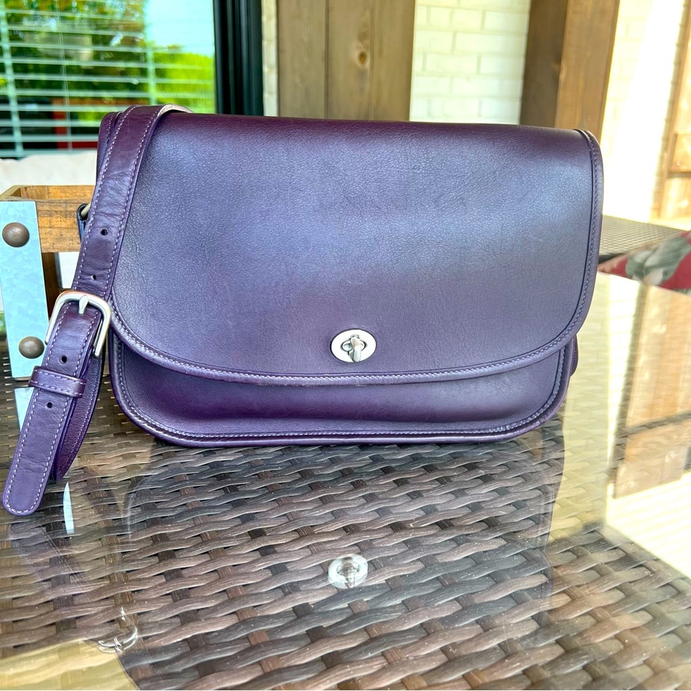 Purple Eggplant City Bag in the Classic Vintage Coach Style #9790